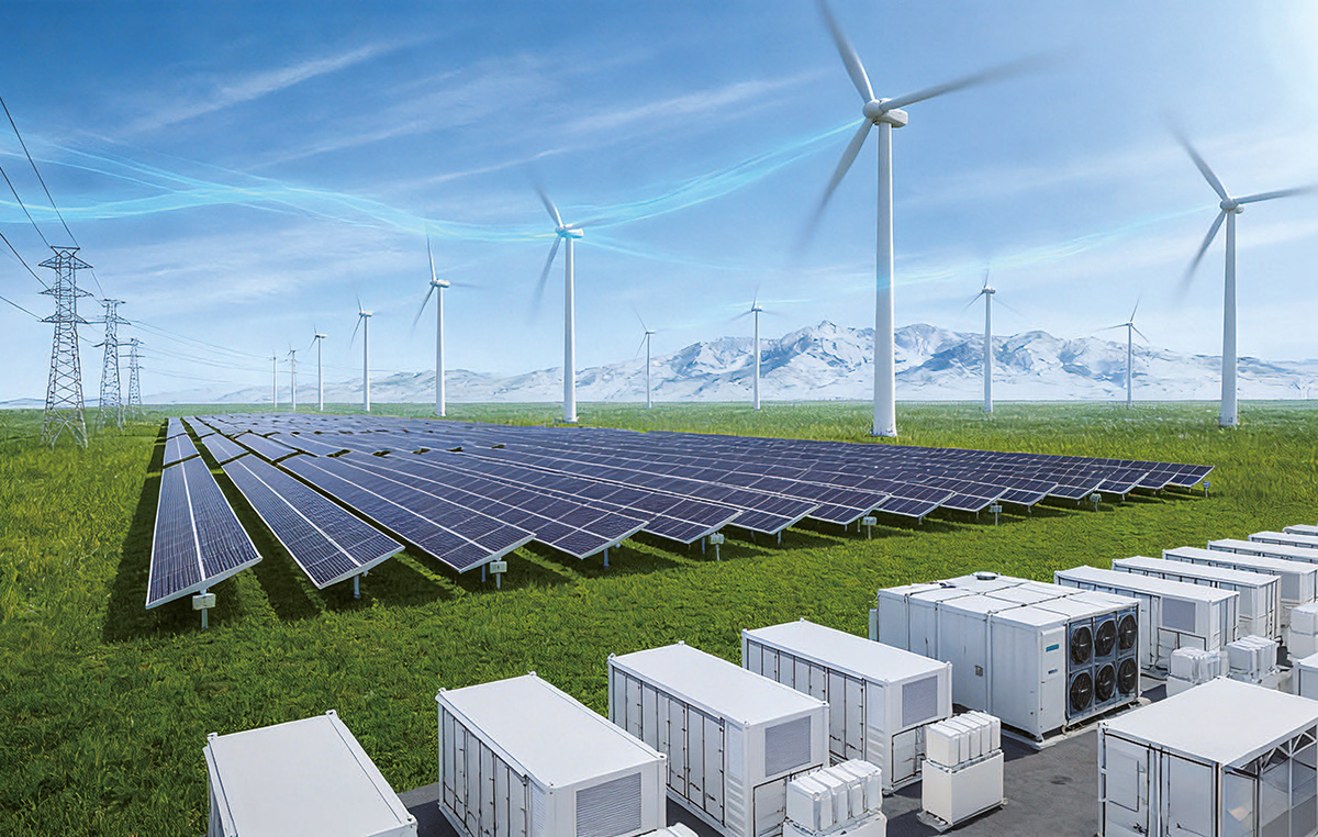 PV-Anlagen, Windräder und Speicher-Container